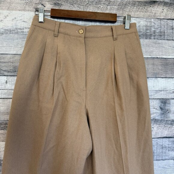 Sag Harbor 100% Pure Wool High Waist Lined Pleated Trousers Pants SZ 10 Brown - Picture 3 of 8